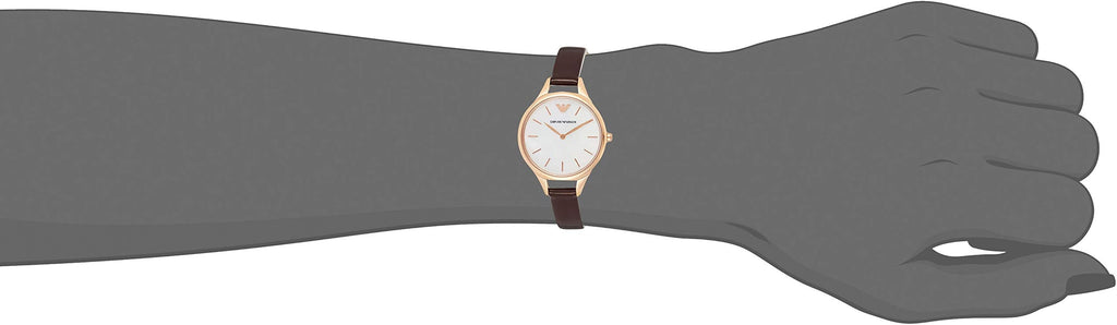 Emporio Armani Aurora Mother of Pearl White Dial Brown Leather Strap Watch For Women - AR11057 Buy Now By Emporio Armani