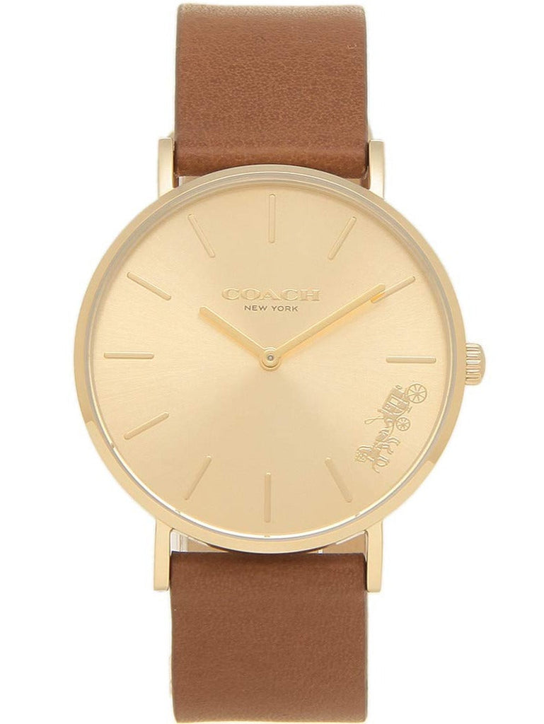 Coach Perry Gold Dial Brown Leather Strap Watch for Women - 14503331 Buy Now By Coach