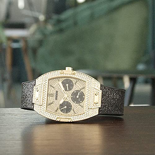 Guess Raven Diamonds Champagne Dial Black Rubber Strap Watch For Women - GW0105L2 Buy Now By Guess