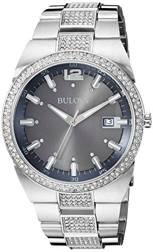 Bulova Crystal Collection Brown Dial Silver Steel Strap Watch for Men - 96B221 Buy Now By Bulova