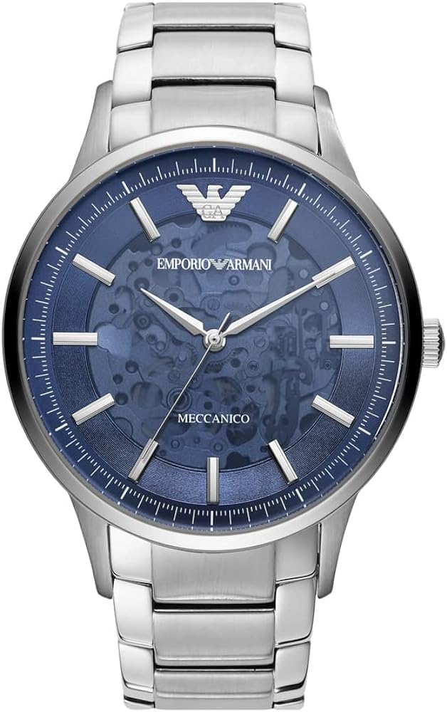 Emporio Armani Renato Automatic Blue Dial Silver Steel Strap Watch For Men - AR60037 Buy Now By Emporio Armani