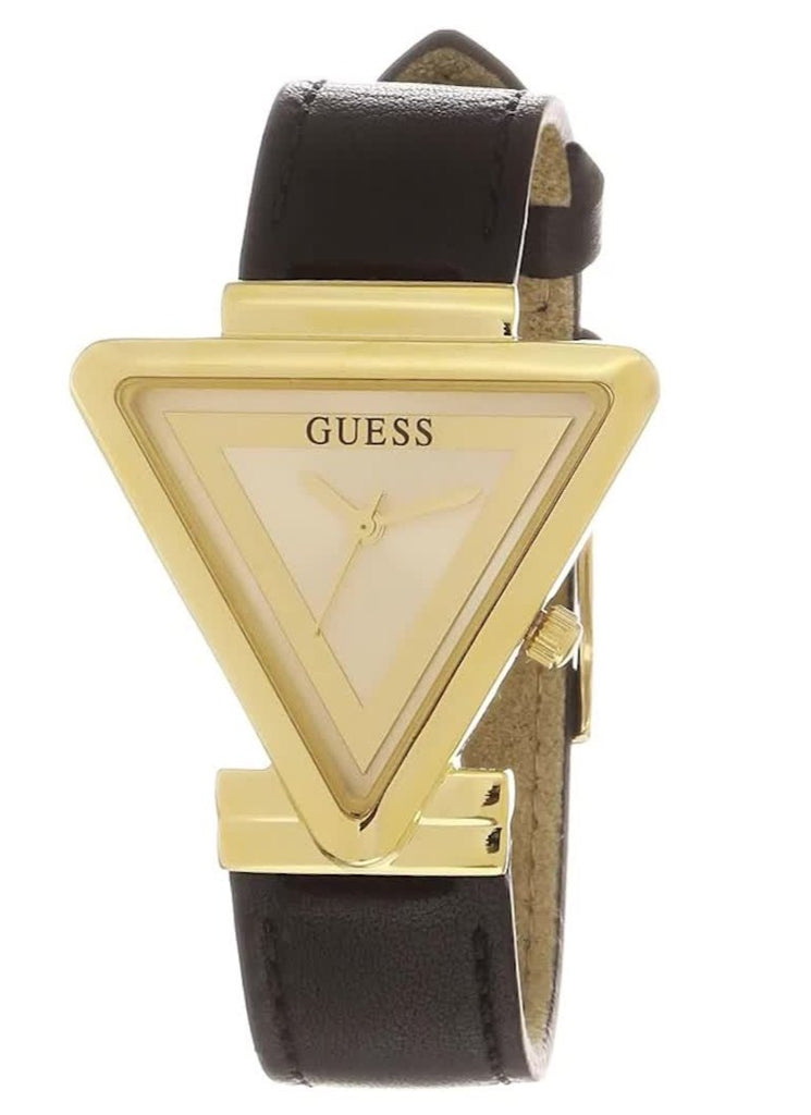 Guess Fame Quartz Gold Dial Black Leather Strap Watch For Women - GW0548L3 Buy Now By Guess