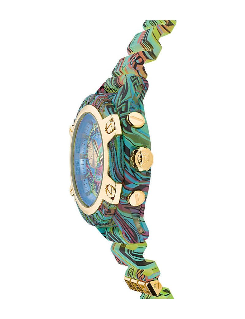 Versace Icon Active Chronograph Blue Dial Green Rubber Strap Watch For Men - VEZ701322 Buy Now By Versace