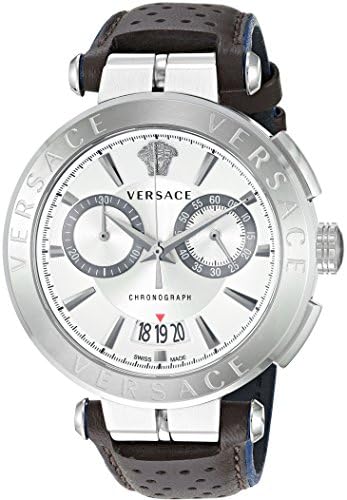 Versace Aion Chronograph White Dial Brown Leather Strap Watch for Men - VBR010017 Buy Now By Versace