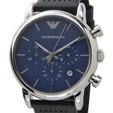 Emporio Armani Luigi Chronograph Blue Dial Black Leather Strap Watch For Men - AR1736 Buy Now By Emporio Armani