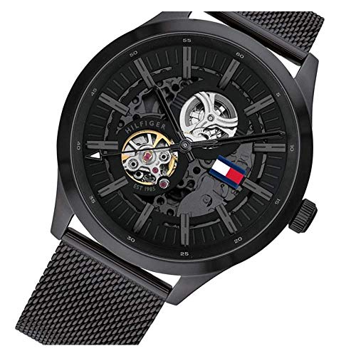 Tommy Hilfiger Spencer Skeleton Black Dial Black Mesh Bracelet Watch for Men - 1791644 Buy Now By Tommy Hilfiger