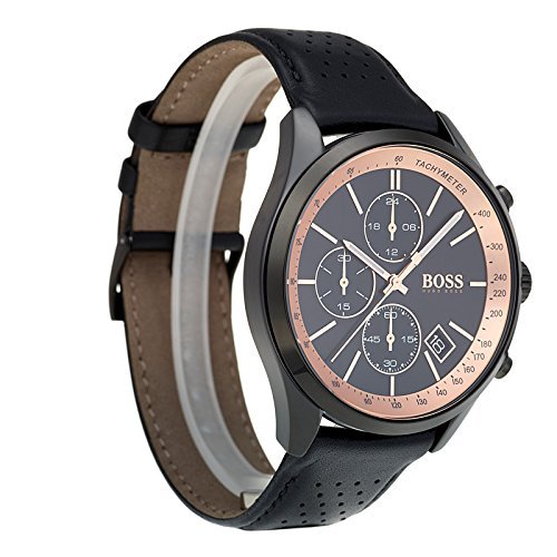Hugo Boss Grand Prix Chronograph Black Dial Black Leather Strap Watch for Men - 1513550 Buy Now By Hugo Boss
