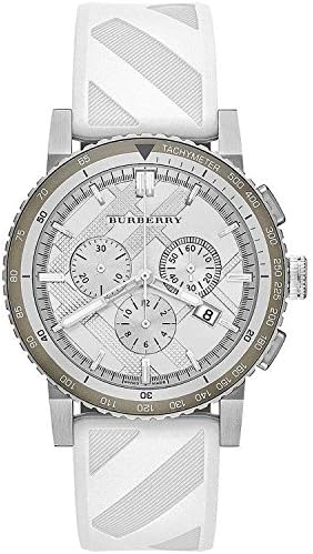 Burberry The City Chronograph Silver Dial White Rubber Strap Watch for Men - BU9810 Buy Now By Burberry
