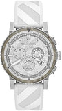 Burberry The City Chronograph Silver Dial White Rubber Strap Watch for Men - BU9810 Buy Now By Burberry