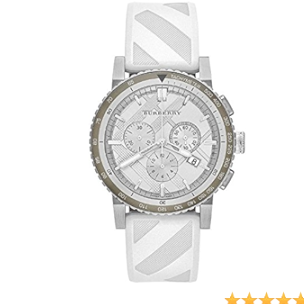 Burberry The City Chronograph Silver Dial White Rubber Strap Watch for Men - BU9810 Buy Now By Burberry