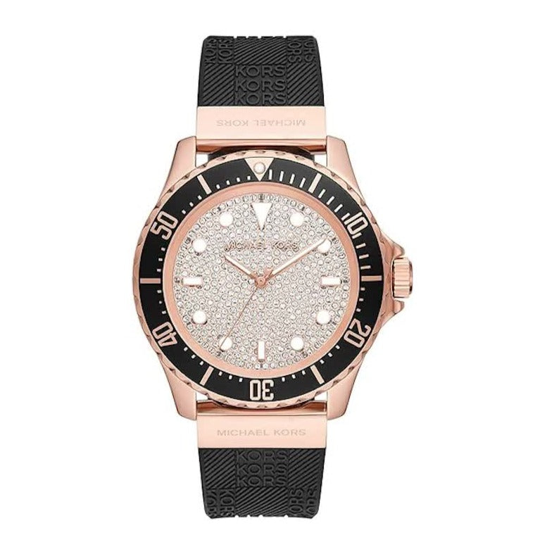 Michael Kors Everest Analog Rose Gold Dial Black Silicone Strap Watch For Women - MK7358 Buy Now By Michael Kors
