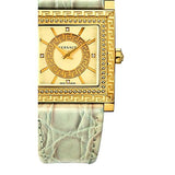 Versace DV-25 Gold Dial Off White Leather Strap Watch for Women - VQF030015 Buy Now By Versace