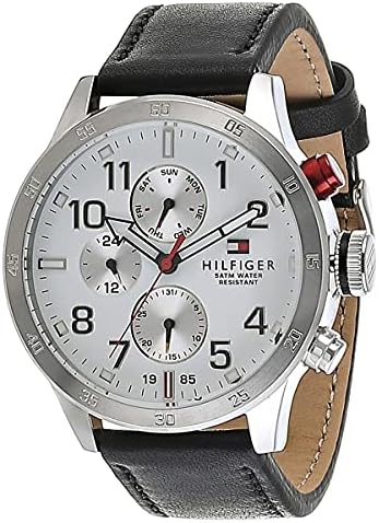 Tommy Hilfiger Trent Multifunction White Dial Black Leather Strap Watch for Men - 1791138 Buy Now By Tommy Hilfiger