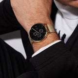 Armani Exchange Cayde Chronograph Black Dial Gold Mesh Strap Watch For Men - AX2715 Buy Now By Armani Exchange