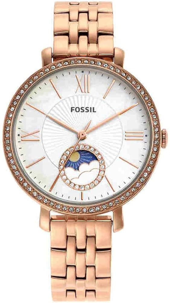 Fossil Jacqueline Analog Moonphase Mother of Pearl White Dial Rose Gold Steel Strap Watch for Women - ES5165 Buy Now By Fossil
