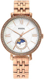 Fossil Jacqueline Analog Moonphase Mother of Pearl White Dial Rose Gold Steel Strap Watch for Women - ES5165 Buy Now By Fossil