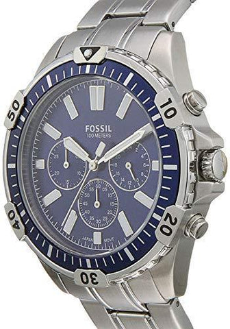 Fossil Garrett Chronograph Blue Dial Silver Steel Strap Watch for Men - FS5623 Buy Now By Fossil