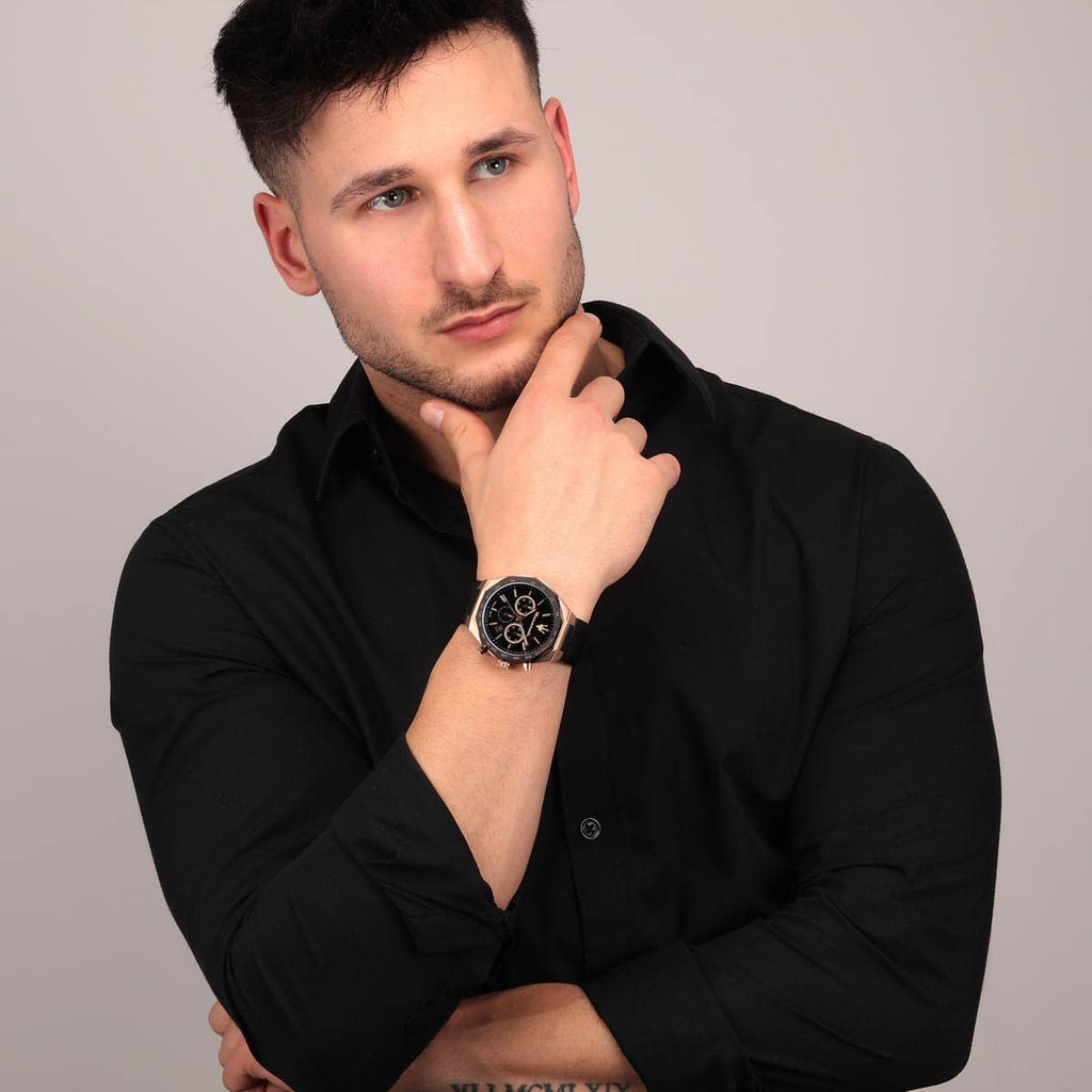 Maserati Stile Black Matte Dial Black Leather Strap Watch For Men - R8871642001 Buy Now By Maserati