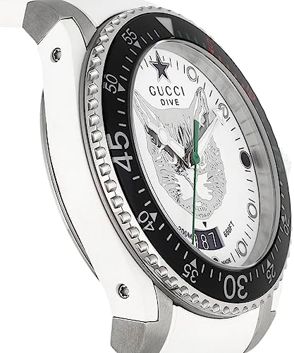 Gucci Dive Tiger White Dial White Rubber Strap Watch For Men - YA136329 Buy Now By Gucci