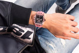Guess Sporting Black Dial Pink Rubber Strap Watch for Men - GW0032G1 Buy Now By Guess