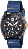 Fossil Modern Machine Chronograph Black Dial Blue Leather Strap Watch for Men - FS5066 Buy Now By Fossil