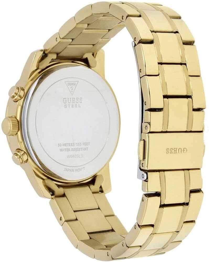 Guess Mini Sunrise Diamonds Silver Dial Gold Steel Strap Watch for Women - W0623L3 Buy Now By Guess