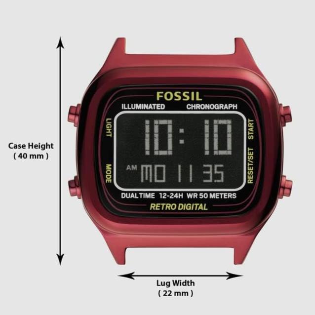 Fossil Retro Analog-Digital Black Dial Red Steel Strap Watch for Men - FS5897 Buy Now By Fossil