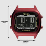 Fossil Retro Analog-Digital Black Dial Red Steel Strap Watch for Men - FS5897 Buy Now By Fossil