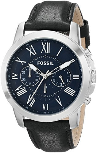 Fossil Grant Chronograph Blue Dial Black Leather Strap Watch for Men - FS4990 Buy Now By Fossil