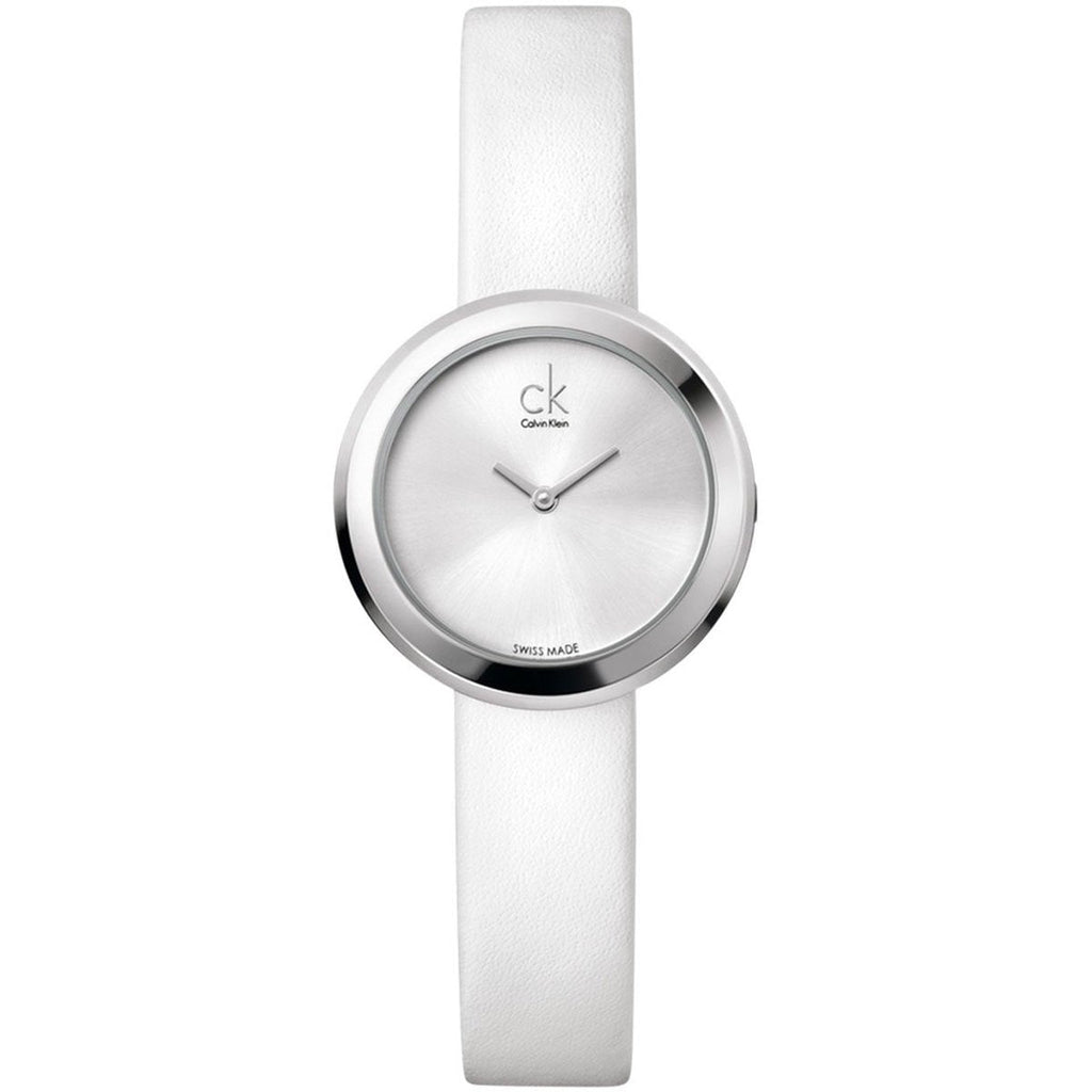 Calvin Klein Firm Silver Dial White Leather Strap Watch for Women - K3N231L6 Buy Now By Calvin Klein