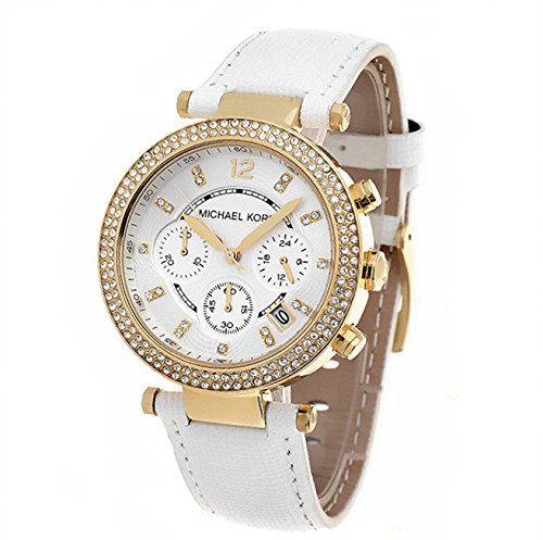 Michael Kors Parker White Dial with Diamonds White Leather Strap Watch for Women - MK2290 Buy Now By Michael Kors