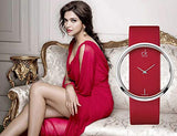 Calvin Klein Glam Transparent Dial Red Leather Strap Watch for Women - K9423144 Buy Now By Calvin Klein