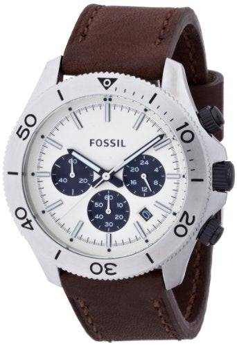 Fossil Retro Traveler Chronograph White Dial Brown Leather Strap Watch for Men - CH2886 Buy Now By Fossil