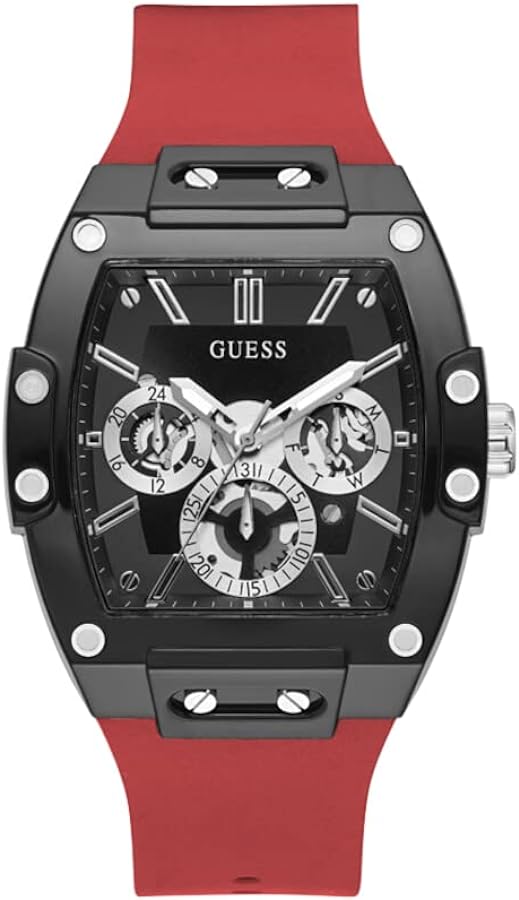 Guess Phoenix Multifunction Black Dial Red Rubber Strap Watch for Men - GW0203G4 Buy Now By Guess