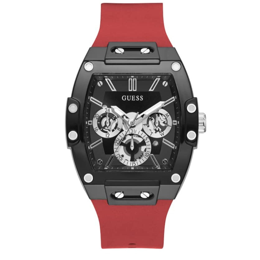 Guess Phoenix Multifunction Black Dial Red Rubber Strap Watch for Men - GW0203G4 Buy Now By Guess