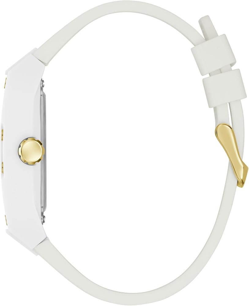 Guess Phoenix Analog Gold Dial White Silicone Strap Watch For Men - GW0499G5 Buy Now By Guess