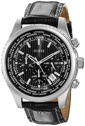 Guess Persuit Multifunction Black Dial Black Leather Strap Watch for Men - W0500G2 Buy Now By Guess