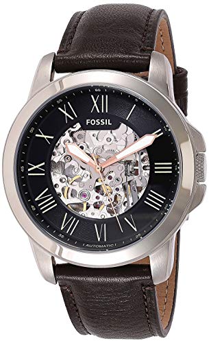 Fossil Grant Automatic Skeleton Black Dial Brown Leather Strap Watch for Men - ME3100 Buy Now By Fossil