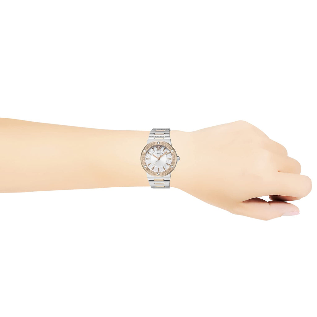 Versace Greca Quartz White Dial Two Tone Steel Strap Watch For Women - VEVH01020 Buy Now By Versace
