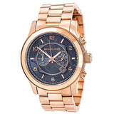 Michael Kors Runway Stop Hunger Quartz Blue Dial Rose Gold Steel Strap Watch For Men - MK8358 Buy Now By Michael Kors