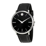 Movado Ultra Slim Black Dial Black Leather Strap Watch For Men - 0607086 Buy Now By Movado