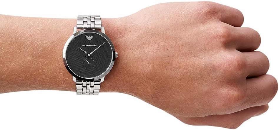 Emporio Armani Classic Quartz Black Dial Silver Steel Strap Watch For Men - AR11161