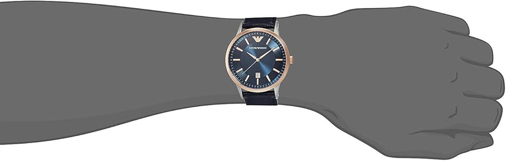 Emporio Armani Renato Analog Blue Dial Black Leather Strap Watch For Men - AR2506 Buy Now By Emporio Armani