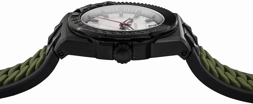 Versace Chain Reaction Quartz White Dial Green Rubber Strap Watch for Men - VEDY00419 Buy Now By Versace