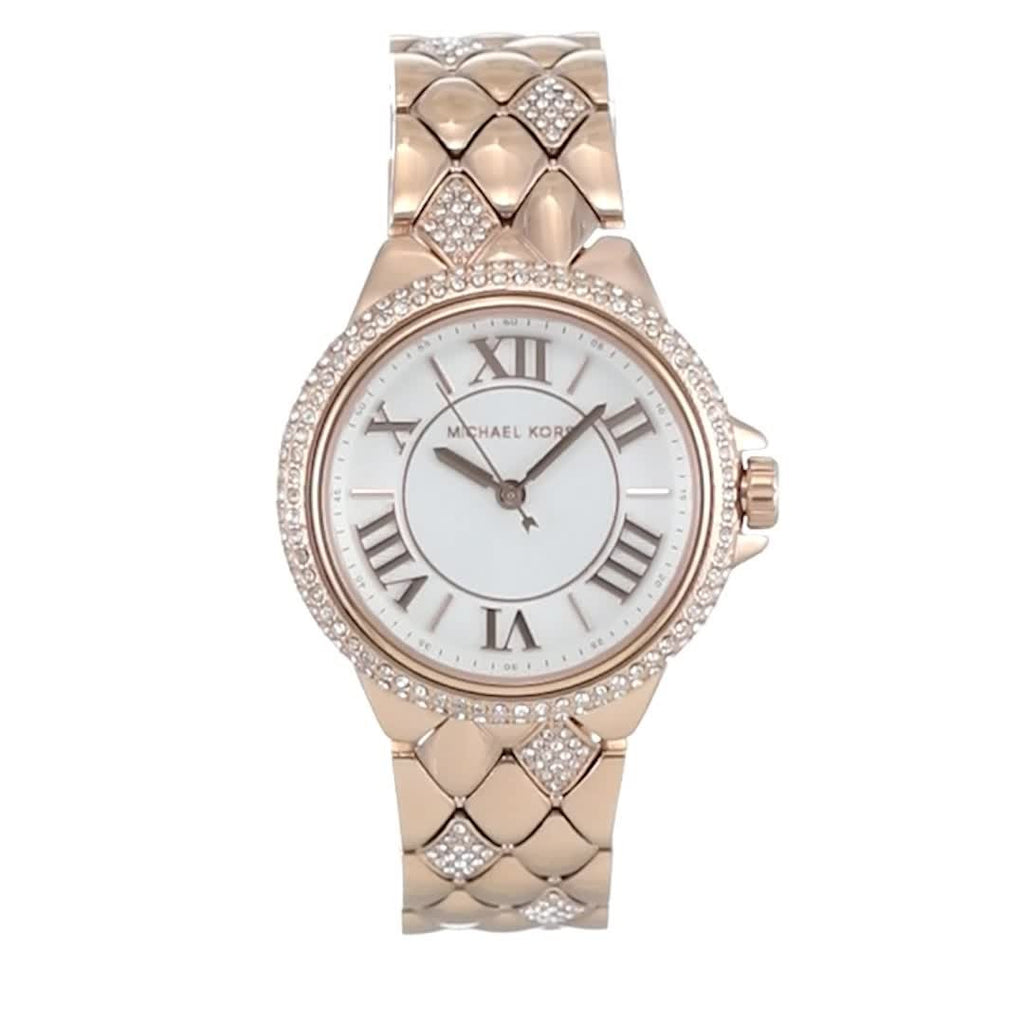 Michael Kors Camille Analog Silver Dial Rose Gold Steel Strap Watch for Women - MK4810 Buy Now By Michael Kors