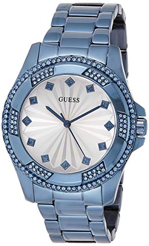 Guess Pinwheel Analog Silver Dial Blue Steel Strap Watch for Women - W0702L1 Buy Now By Guess