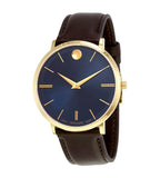 Movado Ultra Slim Blue Dial Brown Leather Strap Watch For Men - 0607088 Buy Now By Movado