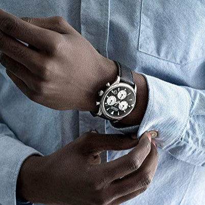 Movado Heritage Chronograph Black Dial Black Leather Strap Watch for Men - 3650005 Buy Now By Movado