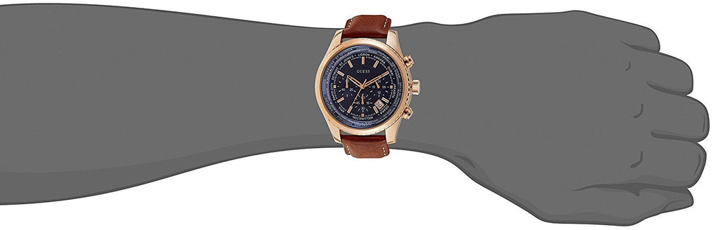 Guess Persuit Chronograph Blue Dial Brown Leather Strap Watch for Men - W0500G1 Buy Now By Guess