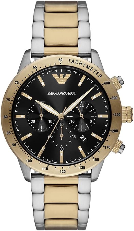 Emporio Armani Analog Chronograph Black Dial Two Tone Steel Strap Watch For Men - AR11521 Buy Now By Emporio Armani